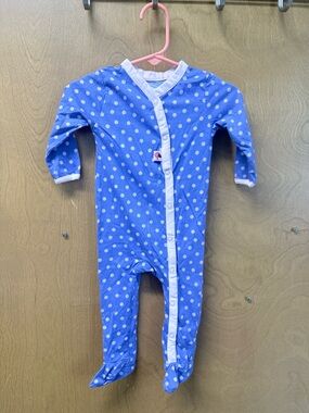 Avon Blue Polka Dot Footed One-Piece with White Trim